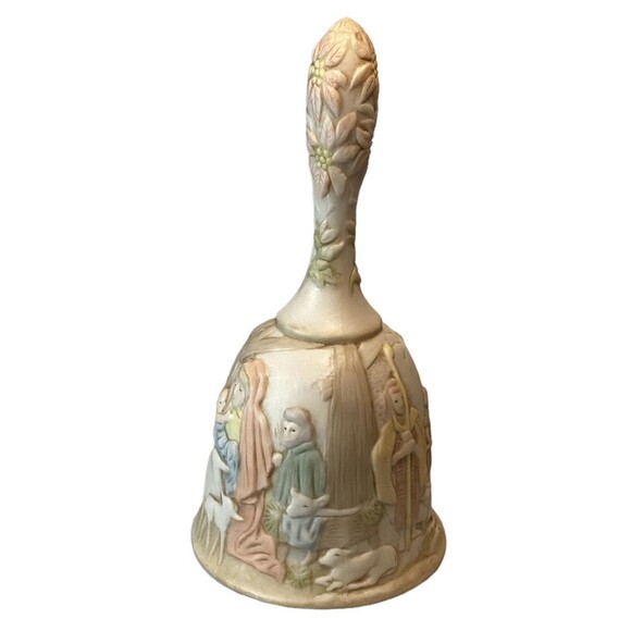 Lefton 8" NATIVITY Christmas Bell Hand Painted 1982 Christopher Collection - Picture 3 of 7